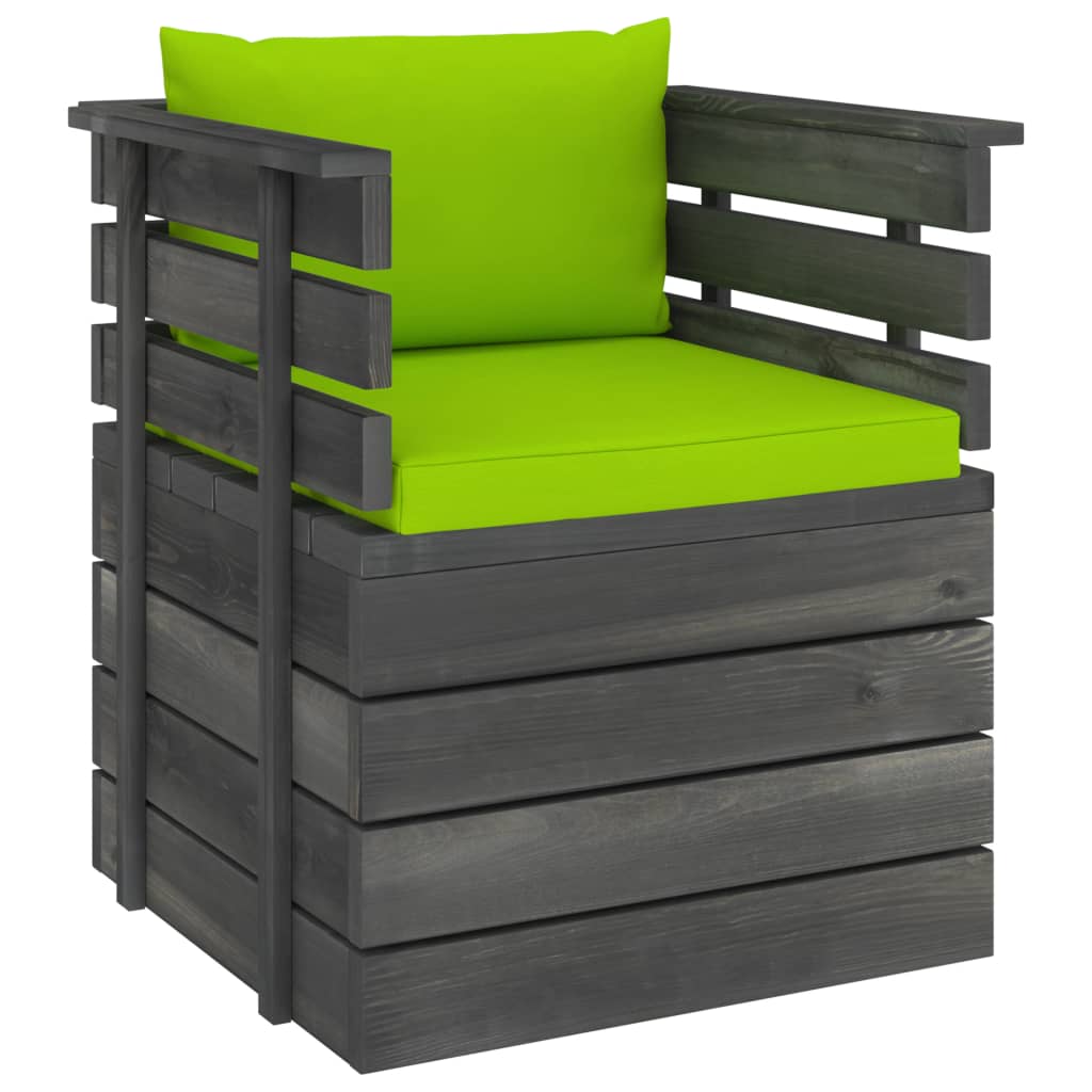 7-delige Loungeset met kussens pallet massief grenenhout