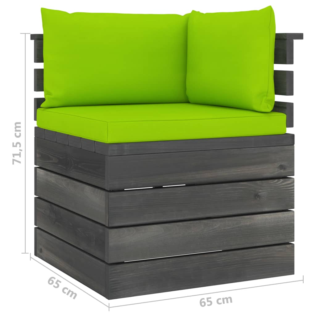 7-delige Loungeset met kussens pallet massief grenenhout