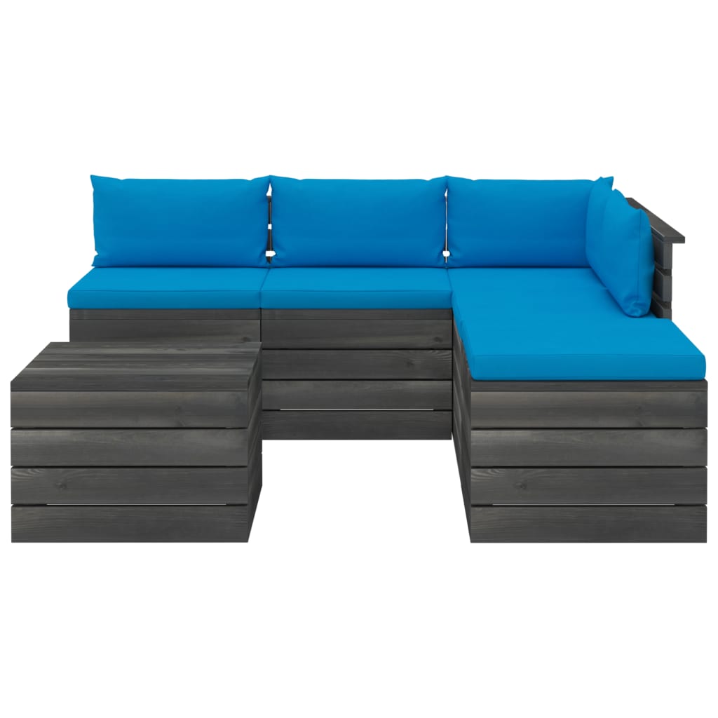 6-delige Loungeset pallet massief grenenhout donkergrijs