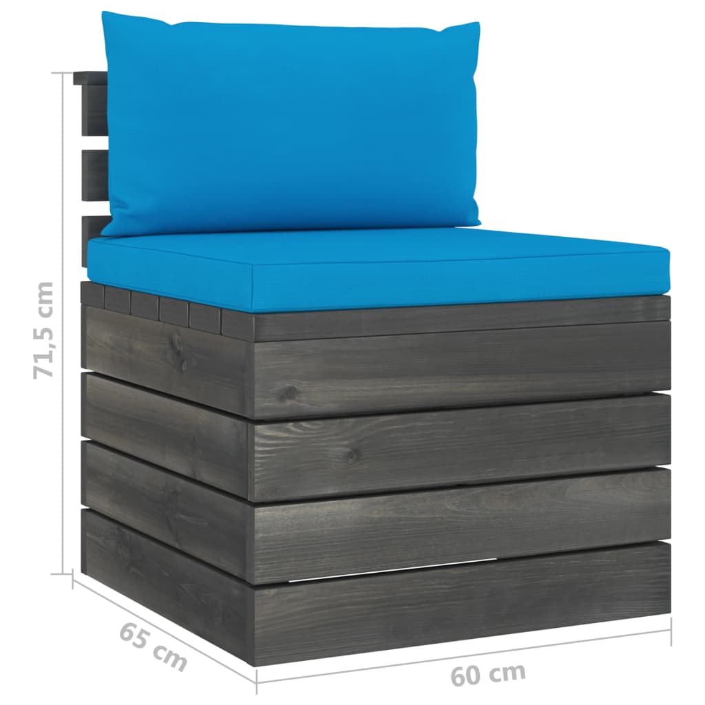 6-delige Loungeset pallet massief grenenhout donkergrijs