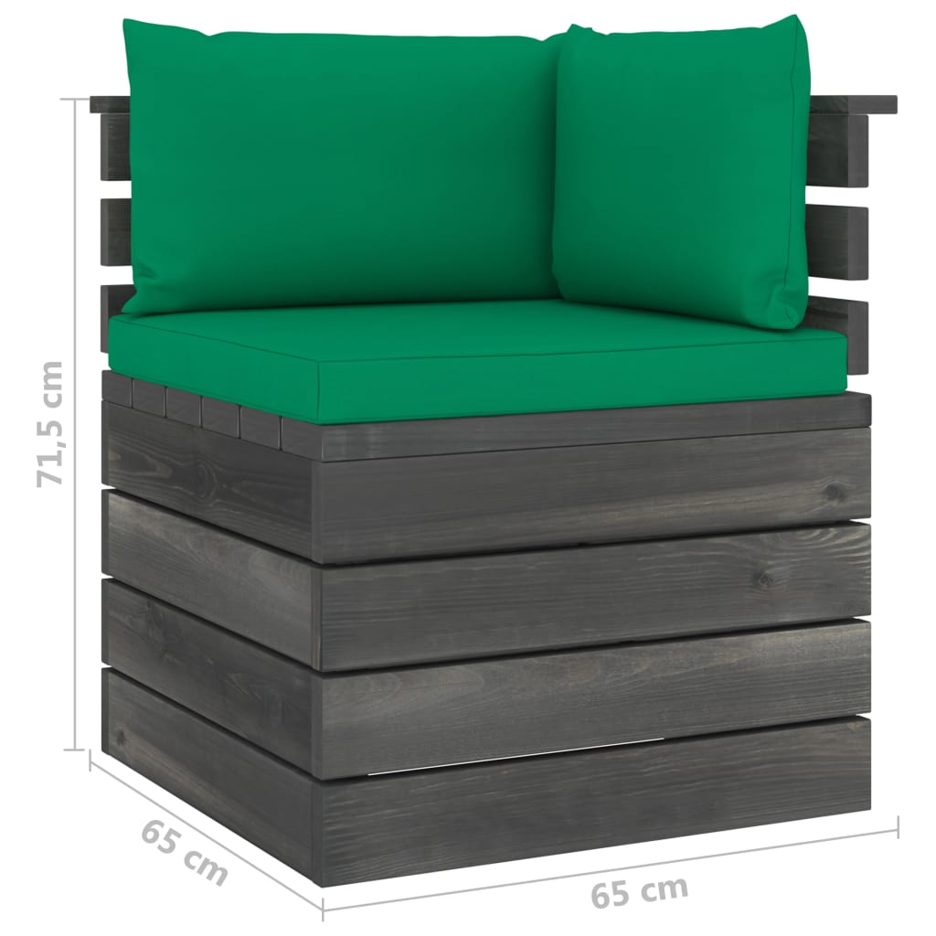 6-delige Loungeset pallet massief grenenhout donkergrijs