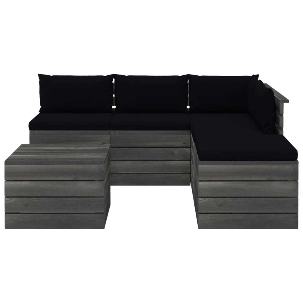 6-delige Loungeset met kussens pallet grenenhout