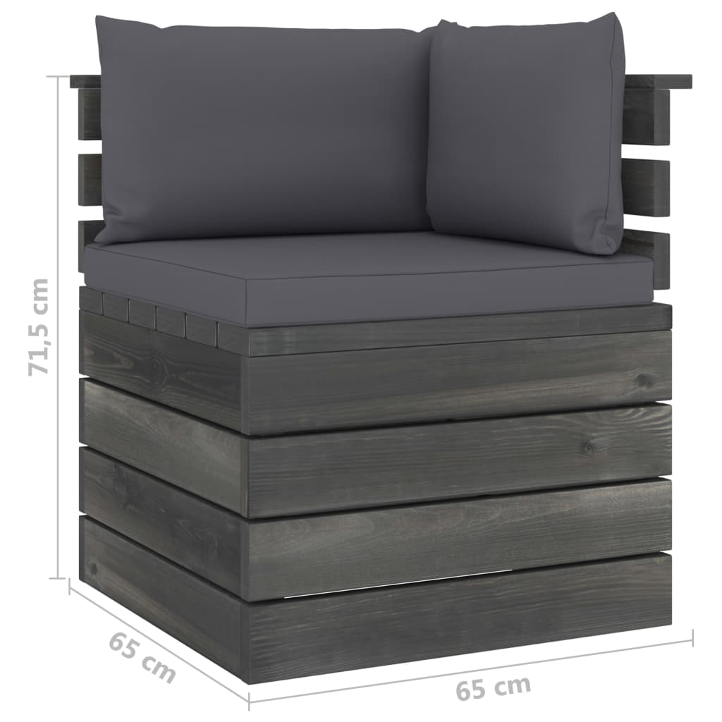 6-delige Loungeset met kussens pallet massief grenenhout