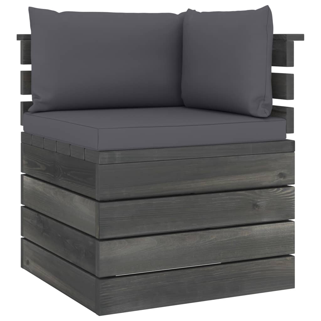 6-delige Loungeset met kussens pallet massief grenenhout