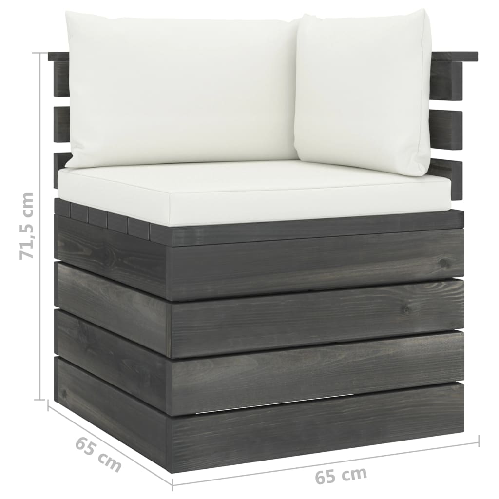 6-delige Loungeset met kussens pallet massief grenenhout