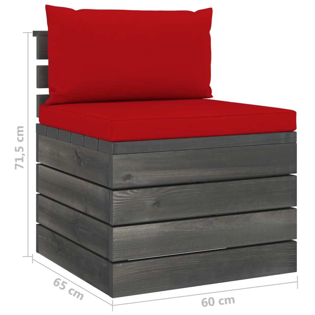 6-delige Loungeset met kussens pallet massief grenenhout