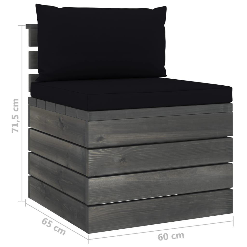 6-delige Loungeset met kussens pallet massief grenenhout