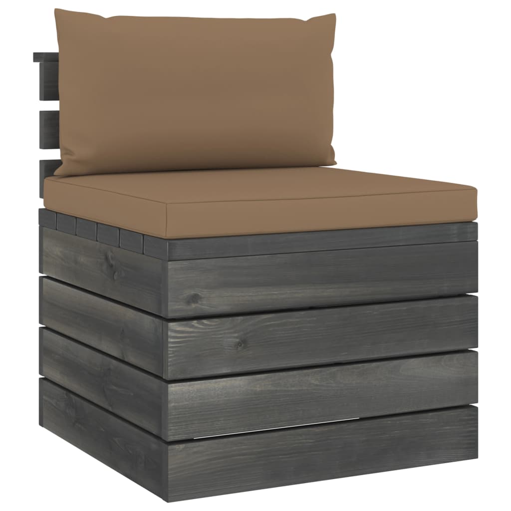 6-delige Loungeset met kussens pallet massief grenenhout