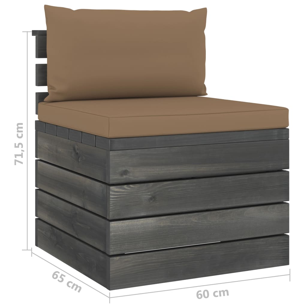 6-delige Loungeset met kussens pallet massief grenenhout