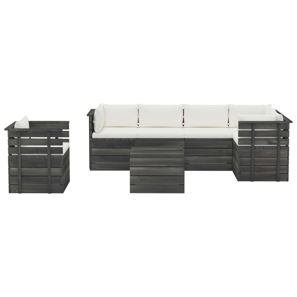 7-delige Loungeset met kussens pallet massief grenenhout