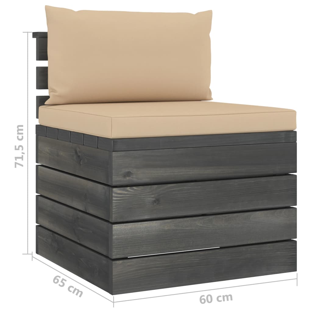 7-delige Loungeset met kussens pallet massief grenenhout