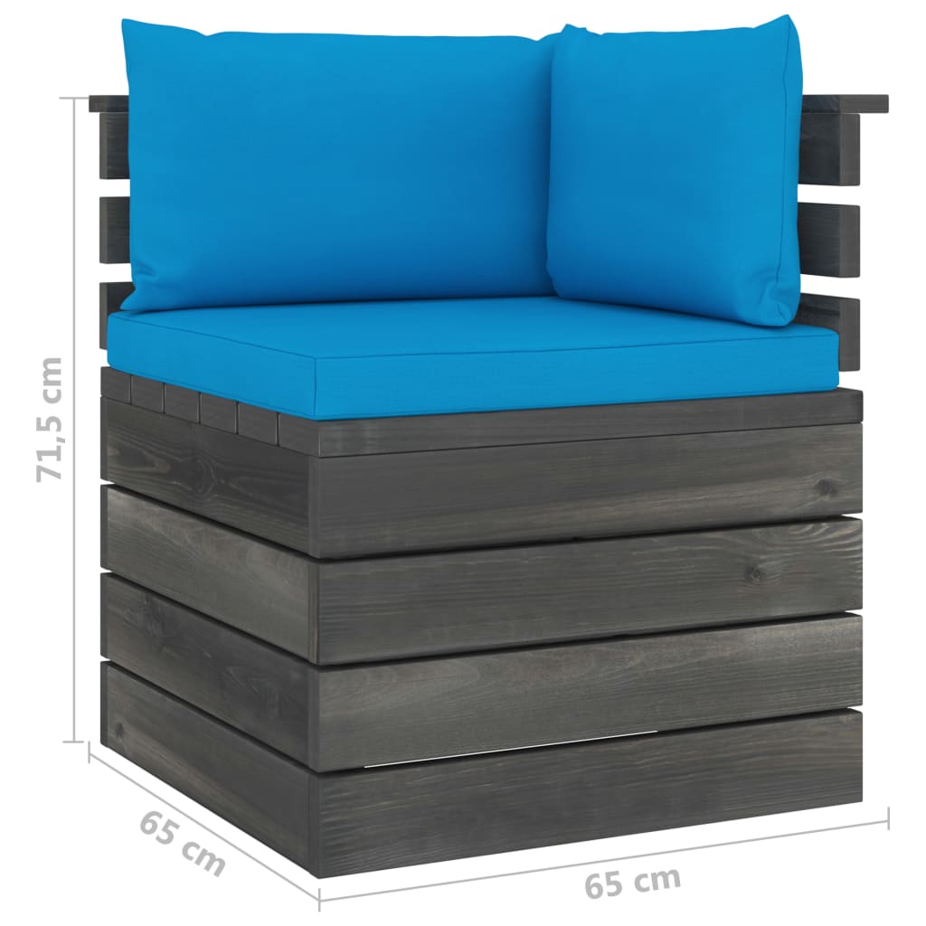 7-delige Loungeset met kussens pallet massief grenenhout