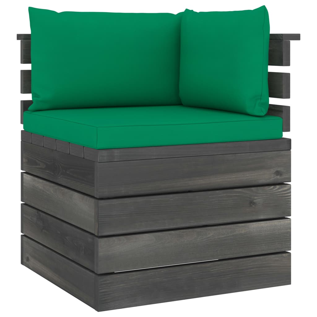 7-delige Loungeset met kussens pallet massief grenenhout