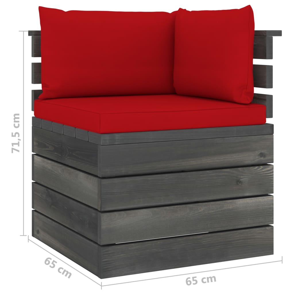 7-delige Loungeset met kussens pallet massief grenenhout