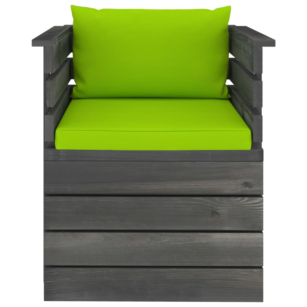 7-delige Loungeset met kussens pallet massief grenenhout