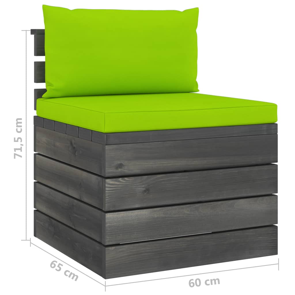 7-delige Loungeset met kussens pallet massief grenenhout