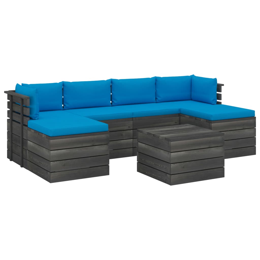 7-delige Loungeset pallet massief grenenhout donkergrijs