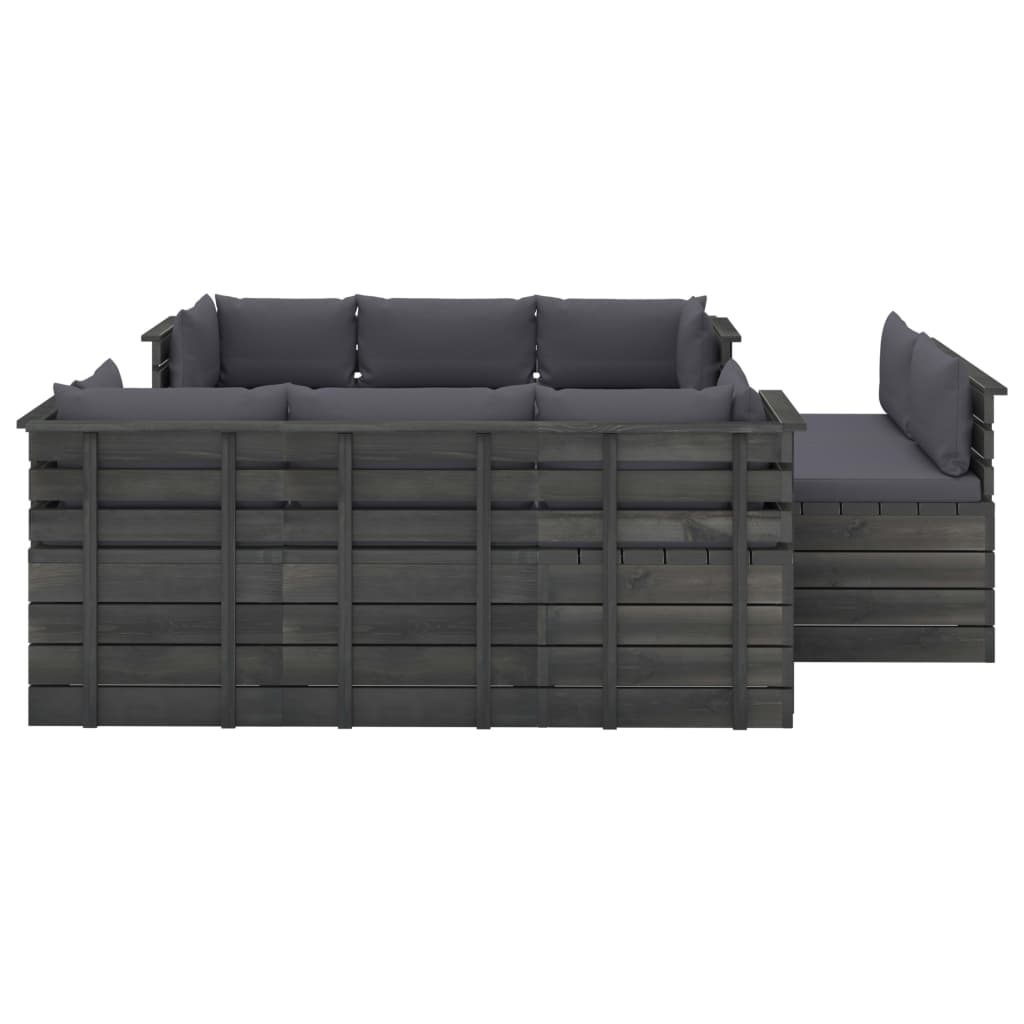 9-delige Loungeset met kussens pallet massief grenenhout