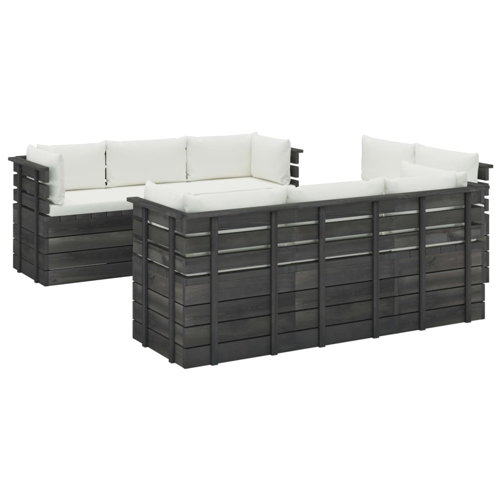 9-delige Loungeset met kussens pallet massief grenenhout