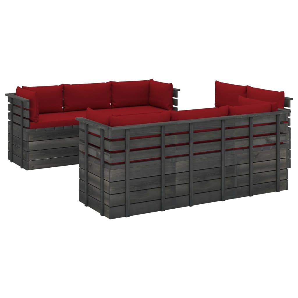 9-delige Loungeset met kussens pallet massief grenenhout