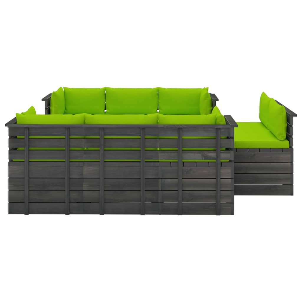 9-delige Loungeset met kussens pallet massief grenenhout