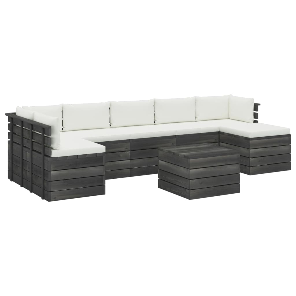 8-delige Loungeset pallet massief grenenhout donkergrijs