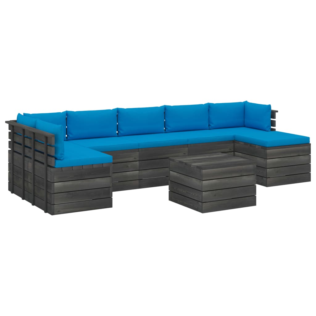 8-delige Loungeset pallet massief grenenhout donkergrijs