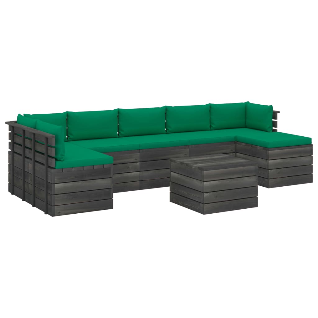 8-delige Loungeset pallet massief grenenhout donkergrijs