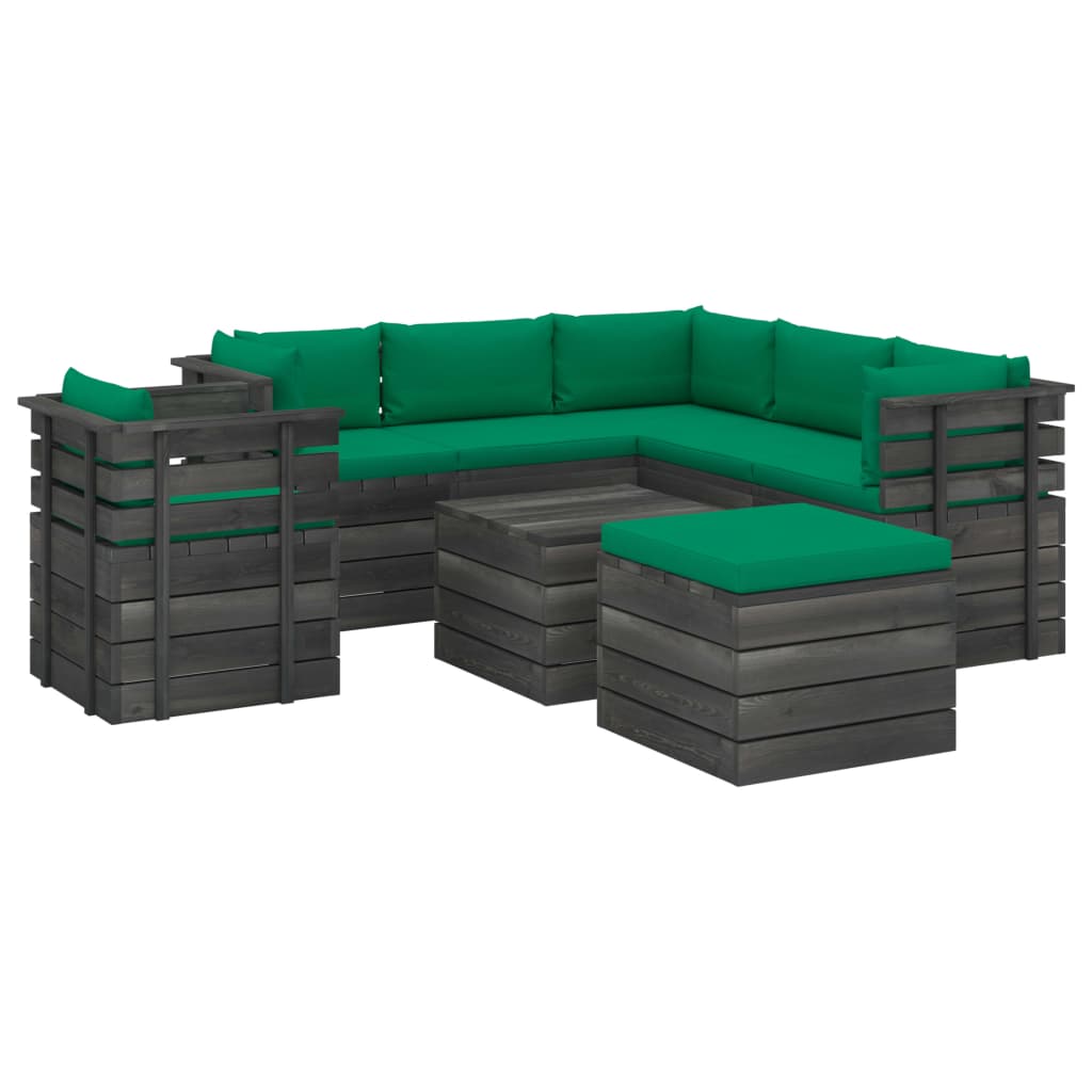 8-delige Loungeset pallet massief grenenhout donkergrijs