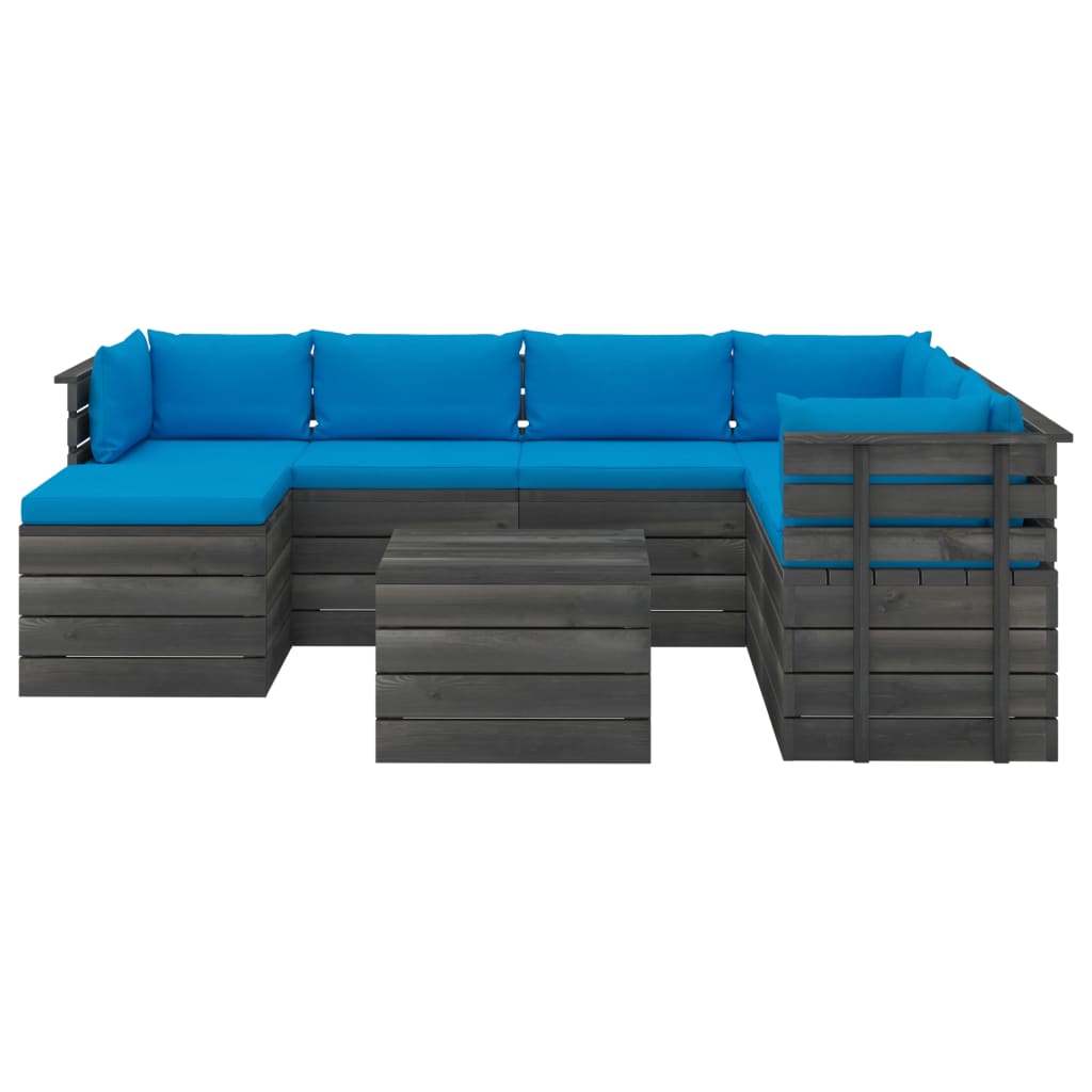 8-delige Loungeset pallet massief grenenhout donkergrijs