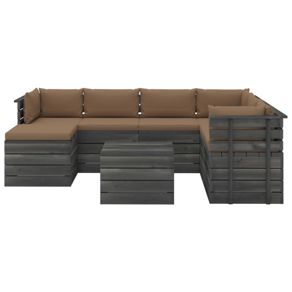 8-delige Loungeset pallet massief grenenhout donkergrijs