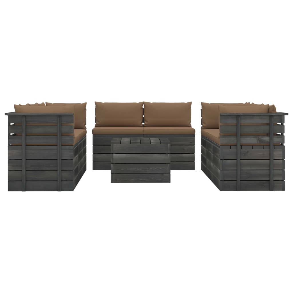 9-delige Loungeset met kussens pallet massief grenenhout