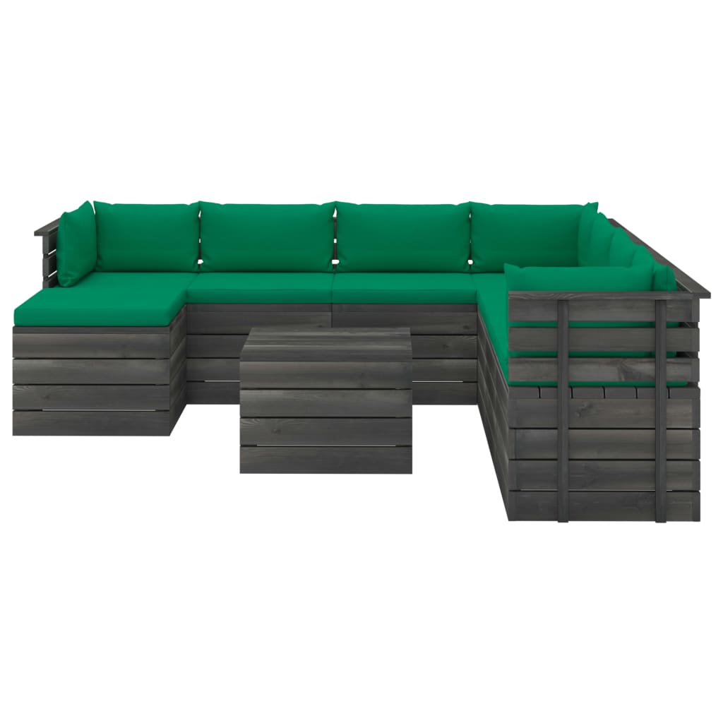 9-delige Loungeset pallet met kussens massief grenenhout