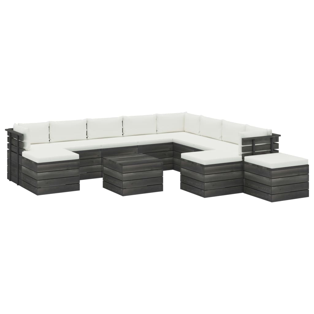 12-delige Loungeset met kussens pallet massief grenenhout