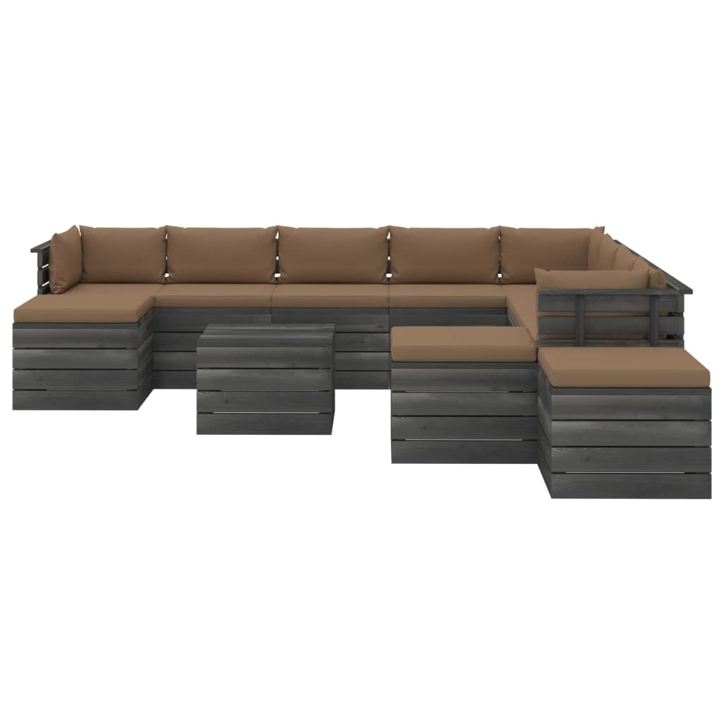 12-delige Loungeset pallet massief grenenhout donkergrijs