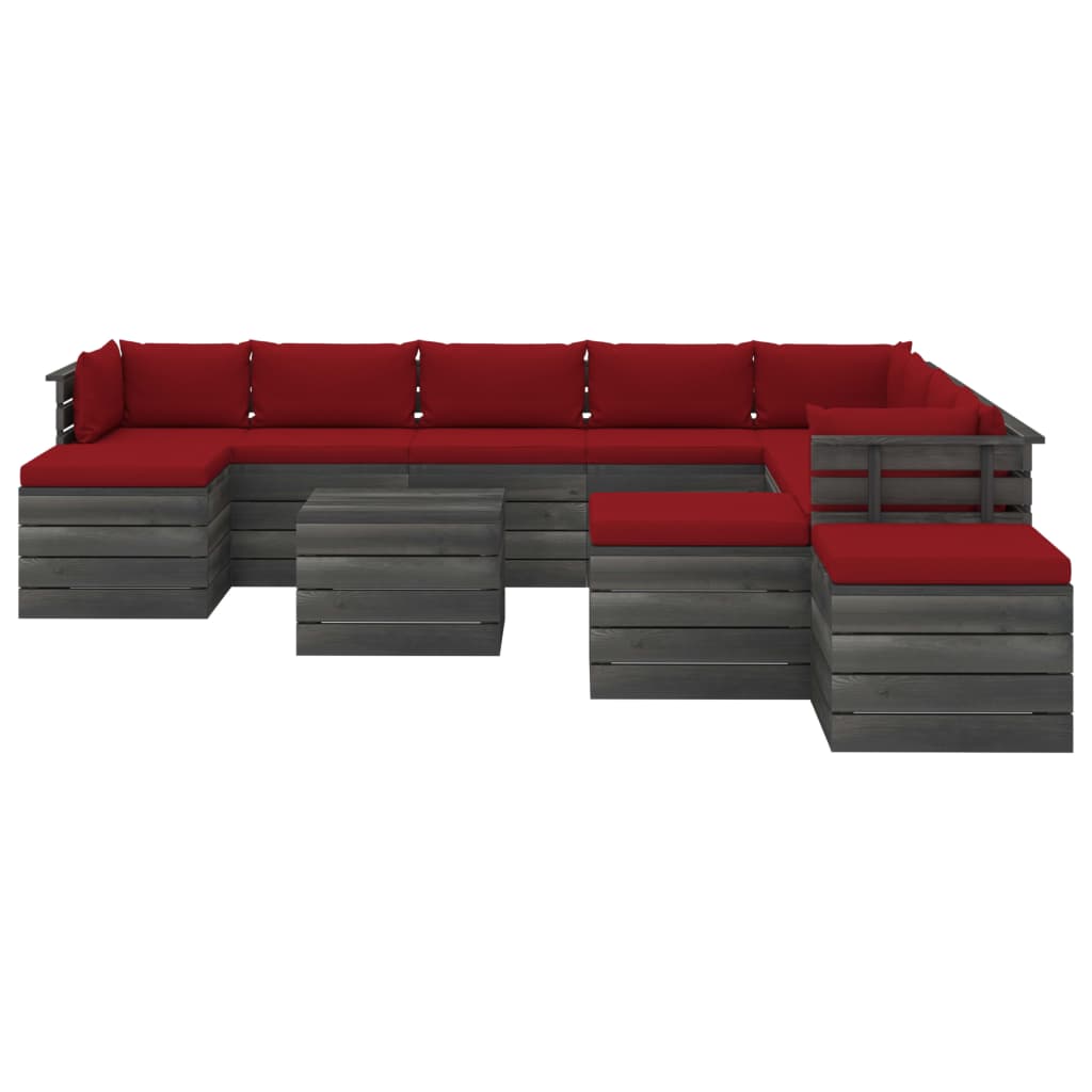 12-delige Loungeset met kussens pallet massief grenenhout