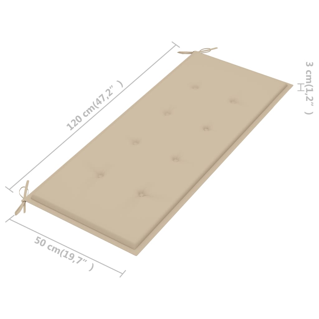 Bankje Batavia met kussen 150 cm massief teakhout