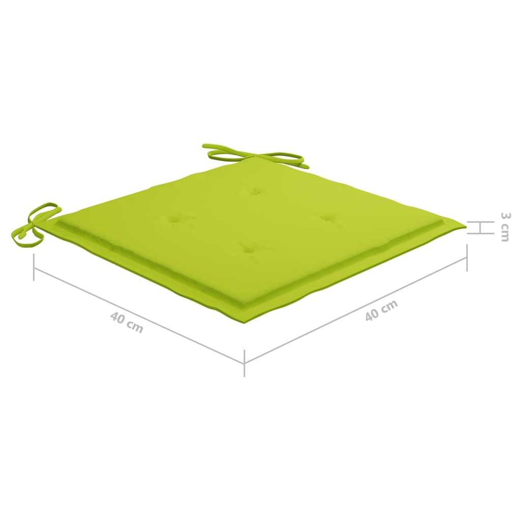 Tuinstoelen 4 st met groene kussens massief teakhout