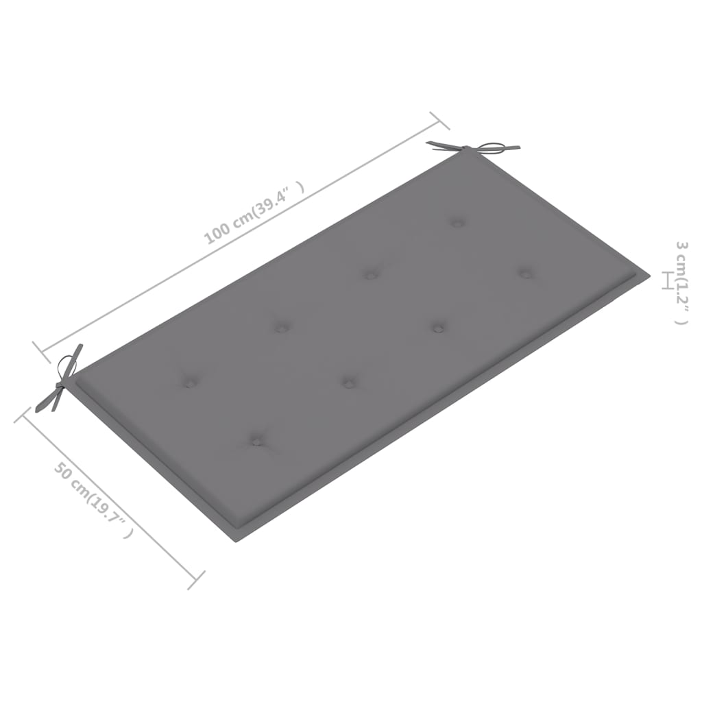 Tuinbank met kussen 112 cm massief teakhout