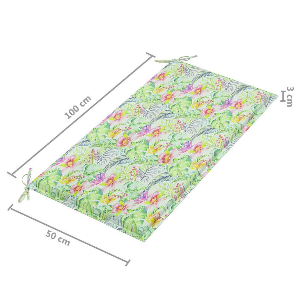 Tuinbank met antracietkleurig kussen 112 cm massief teakhout