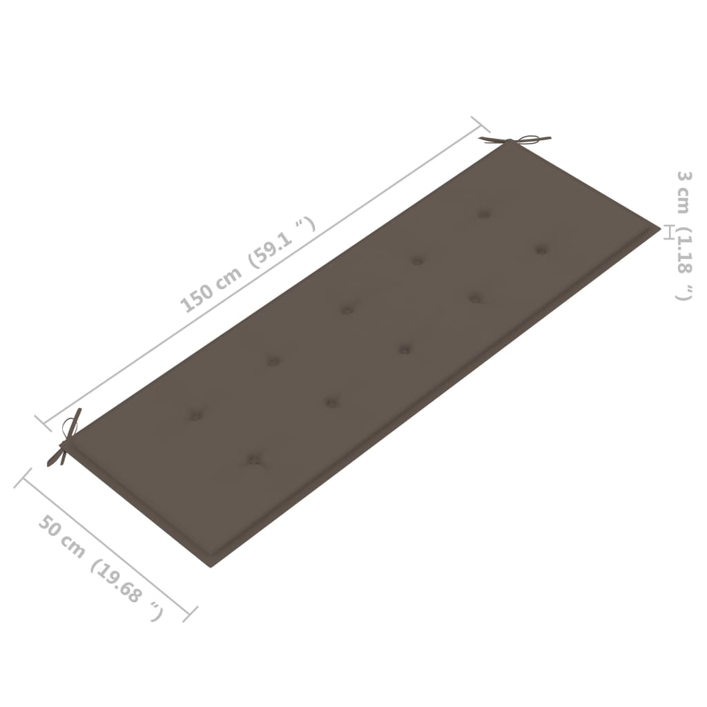 Tuinbank stapelbaar met kussen 128,5 cm massief teakhout