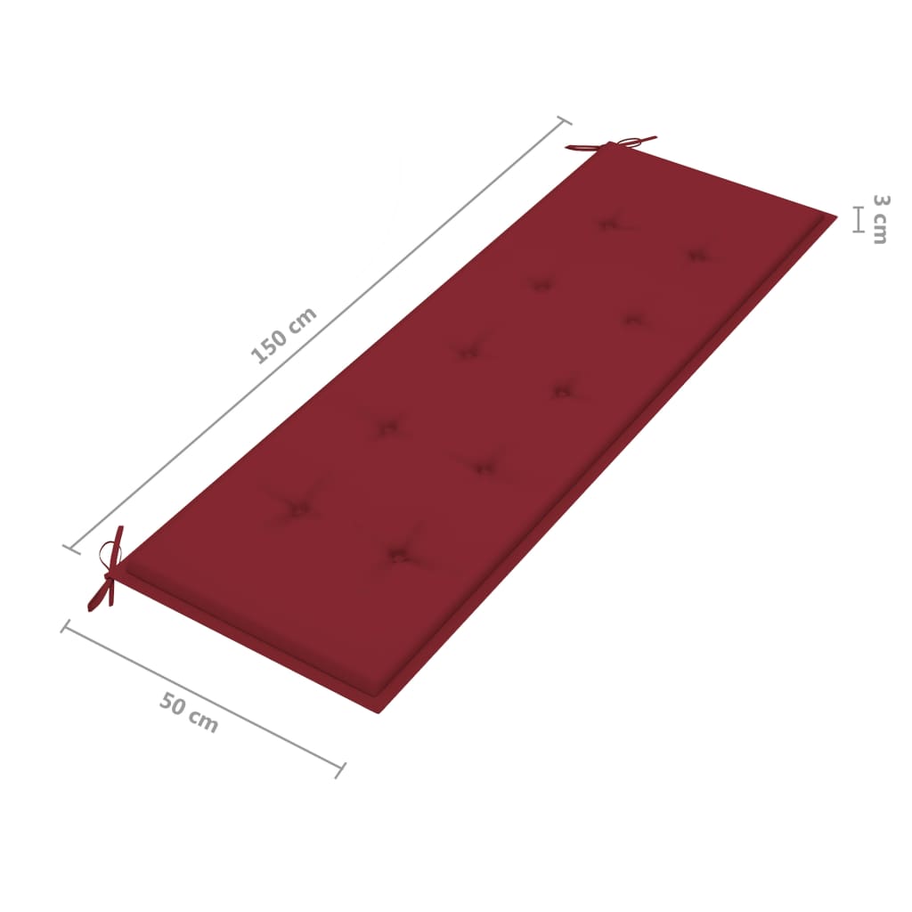 Tuinbank stapelbaar met kussen 128,5 cm massief teakhout