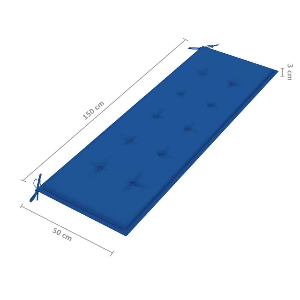 Tuinbank stapelbaar met kussen 128,5 cm massief teakhout