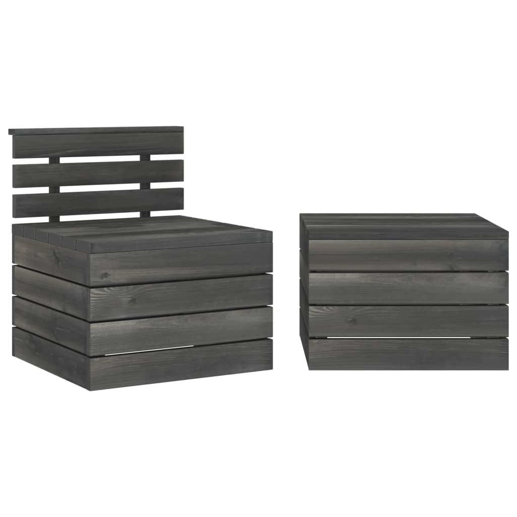 3-delige Loungeset met kussens pallet massief grenenhout