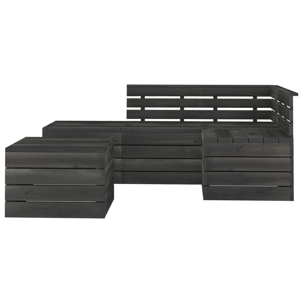 5-delige Loungeset met kussens pallet massief grenenhout