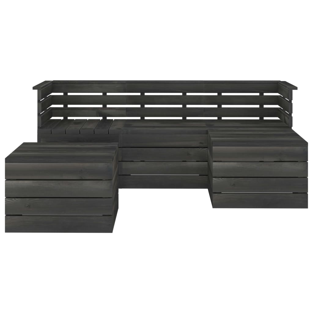 5-delige Loungeset met kussens pallet massief grenenhout