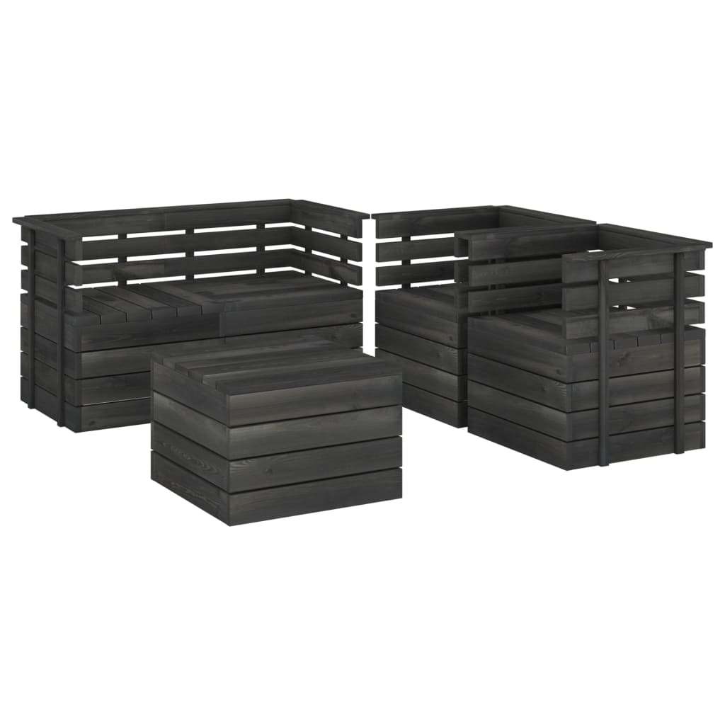 5-delige Loungeset met kussens pallet massief grenenhout