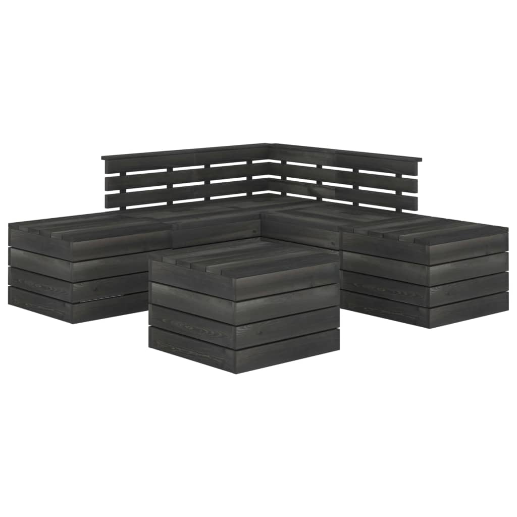 6-delige Loungeset pallet massief grenenhout donkergrijs