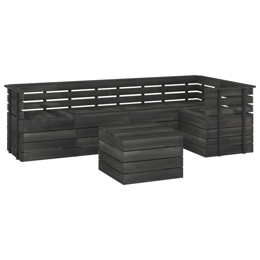 6-delige Loungeset met kussens pallet massief grenenhout