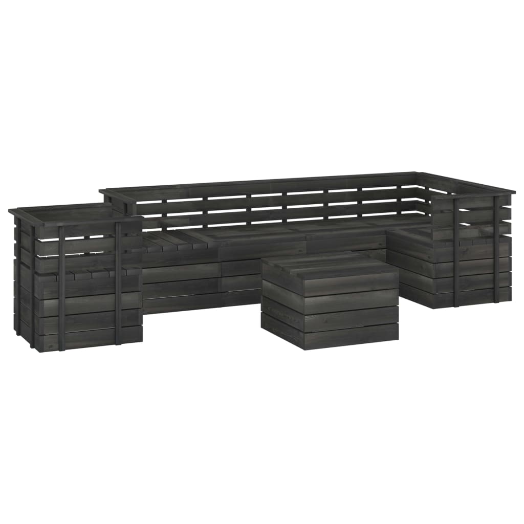 7-delige Loungeset met kussens pallet massief grenenhout